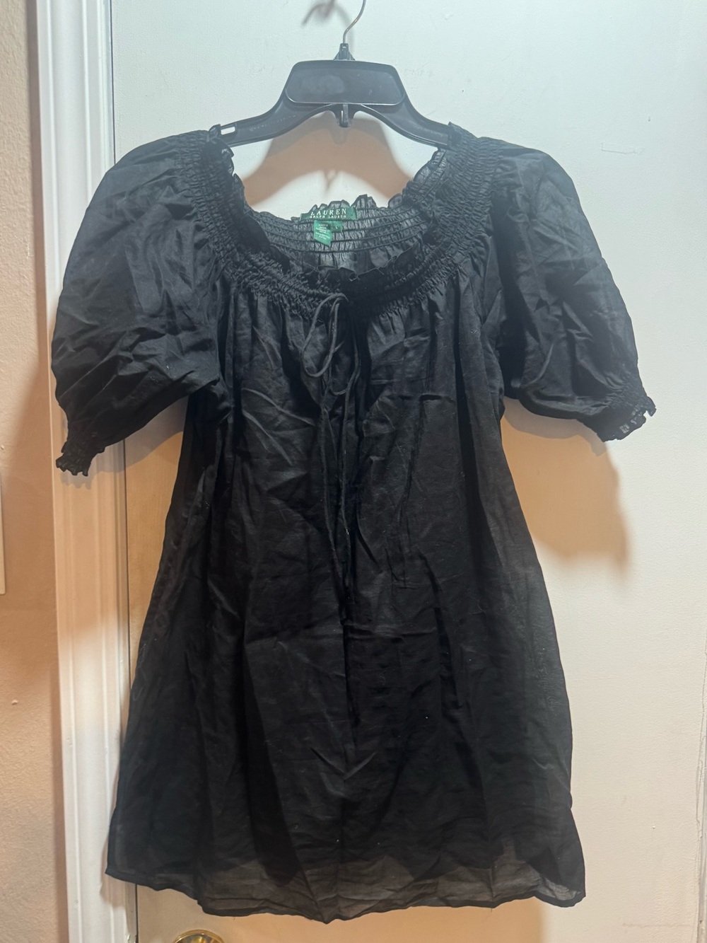 NWOT Lauren Ralph Lauren Sheer Short Sleeve Blouse Size L
